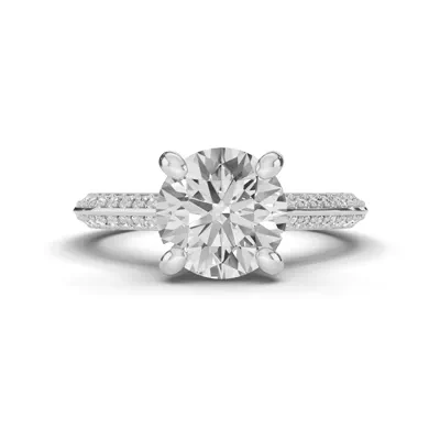 Signature Hearts & Arrows Pavé Cathedral Knife-Edge With Hidden Halo Engagement Ring