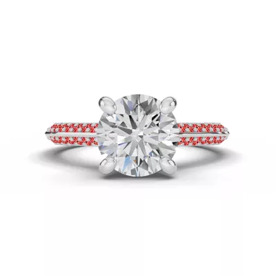 Signature Hearts & Arrows Pavé Cathedral Knife-Edge With Hidden Halo Engagement Ring