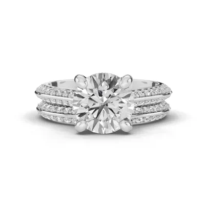 Signature Hearts & Arrows Pavé Cathedral Knife-Edge With Hidden Halo Engagement Ring
