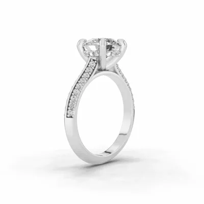 Signature Hearts & Arrows Pavé Cathedral Knife-Edge With Hidden Halo Engagement Ring
