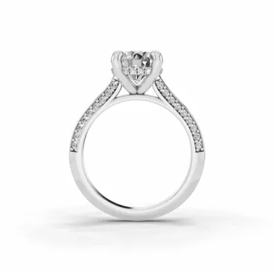 Signature Hearts & Arrows Pavé Cathedral Knife-Edge With Hidden Halo Engagement Ring