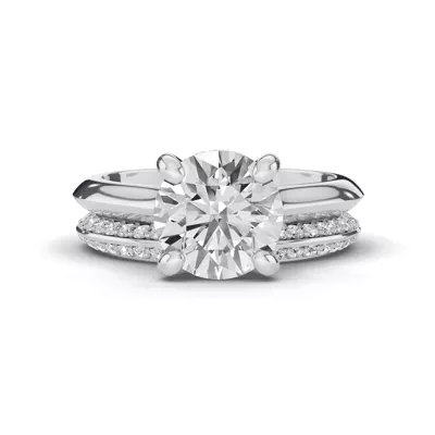 Signature Hearts & Arrows Hidden Halo Knife-Edge Cathedral Engagement Ring