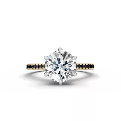 Tradition Cathedral Black Diamond Two-Tone Engagement Ring (0.20 ct. tw.)