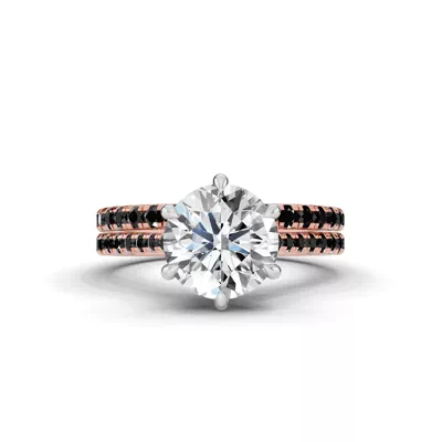 Tradition Cathedral Black Diamond Two-Tone Engagement Ring (0.20 ct. tw.)