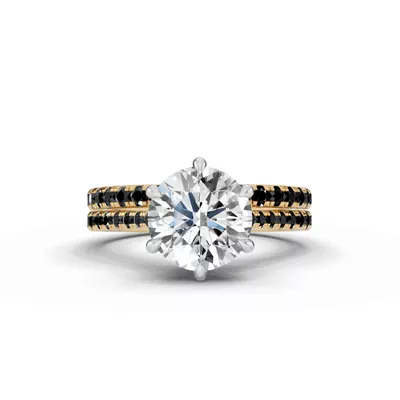 Tradition Cathedral Black Diamond Two-Tone Engagement Ring (0.20 ct. tw.)