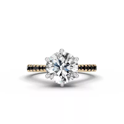 Tradition Cathedral Black Diamond Two-Tone Engagement Ring (0.30 ct. tw.)