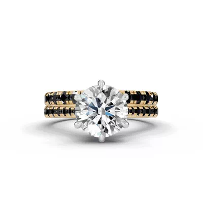 Tradition Cathedral Black Diamond Two-Tone Engagement Ring (0.30 ct. tw.)