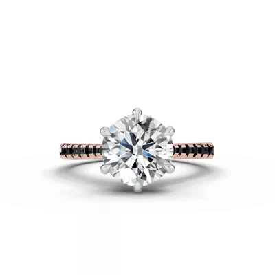Tradition Cathedral Black Diamond Two-Tone Engagement Ring (0.30 ct. tw.)