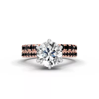 Tradition Cathedral Black Diamond Two-Tone Engagement Ring (0.30 ct. tw.)