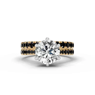 Tradition Cathedral Black Diamond Two-Tone Engagement Ring (0.35 ct. tw.)