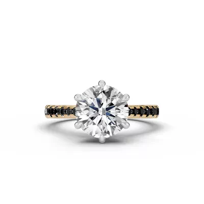 Tradition Cathedral Black Diamond Two-Tone Engagement Ring (0.35 ct. tw.)