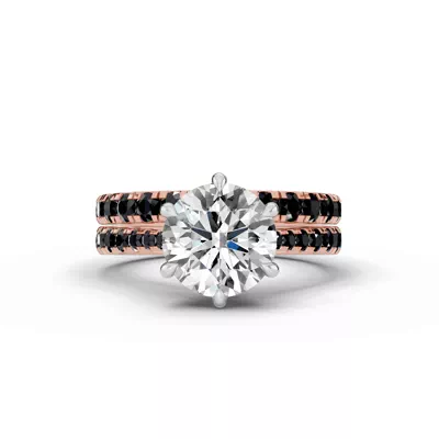 Tradition Cathedral Black Diamond Two-Tone Engagement Ring (0.35 ct. tw.)
