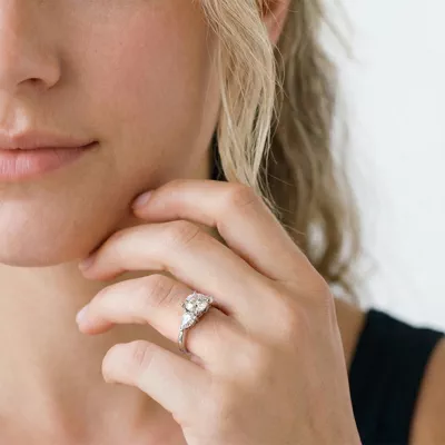 Madison Three-Stone Pear Engagement Ring