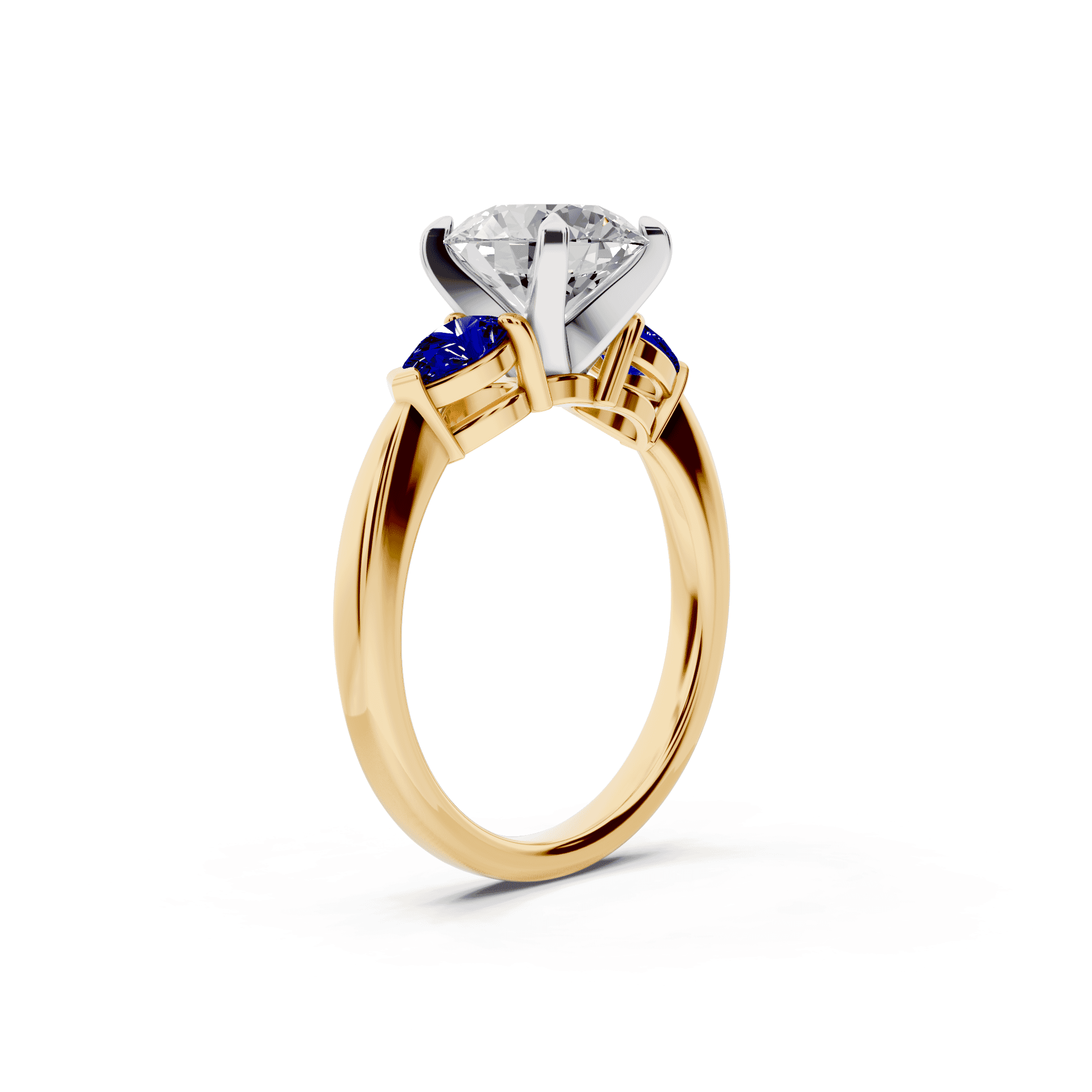 Madison Sapphire Three-Stone Two-Tone Pear Engagement Ring (0.50 ct. tw.)