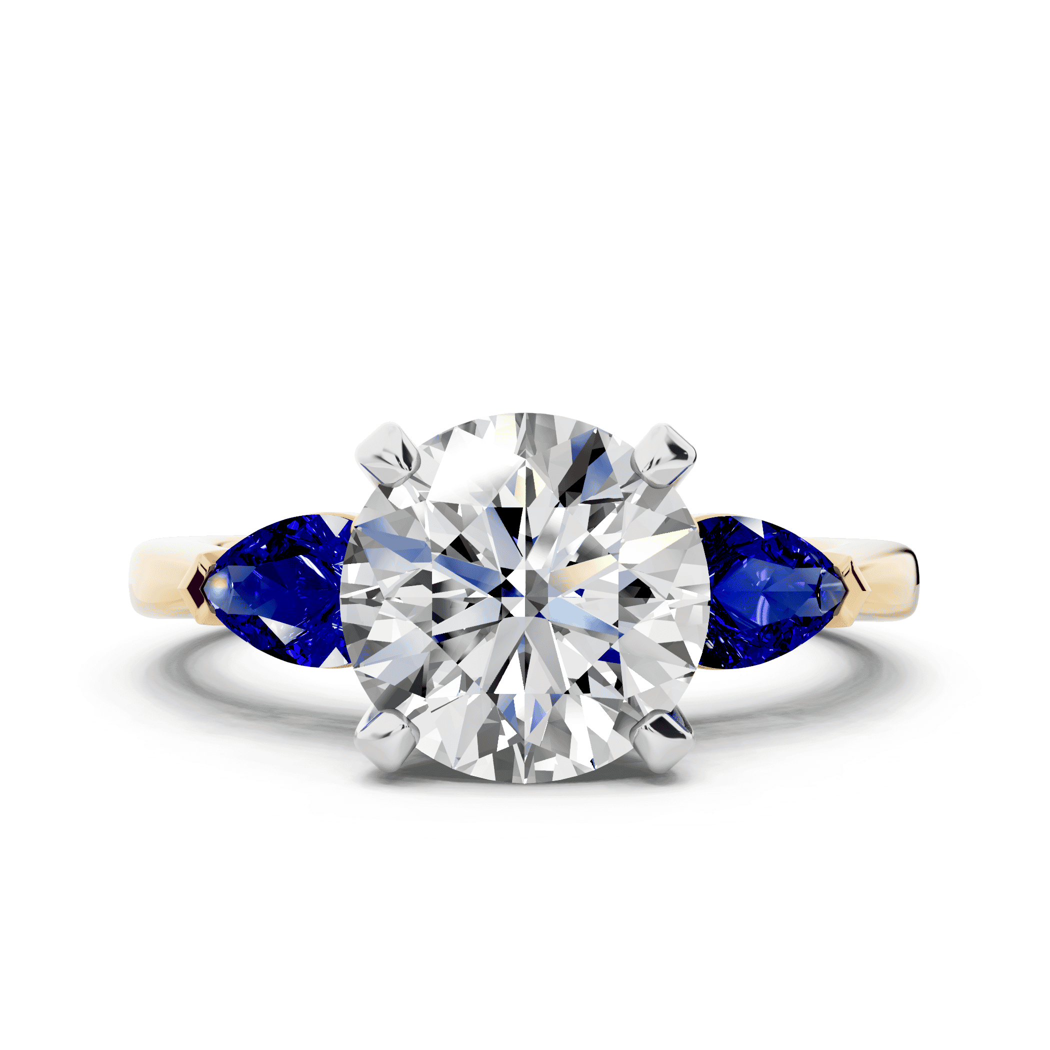 Madison Sapphire Three-Stone Two-Tone Pear Engagement Ring (0.50 ct. tw.)