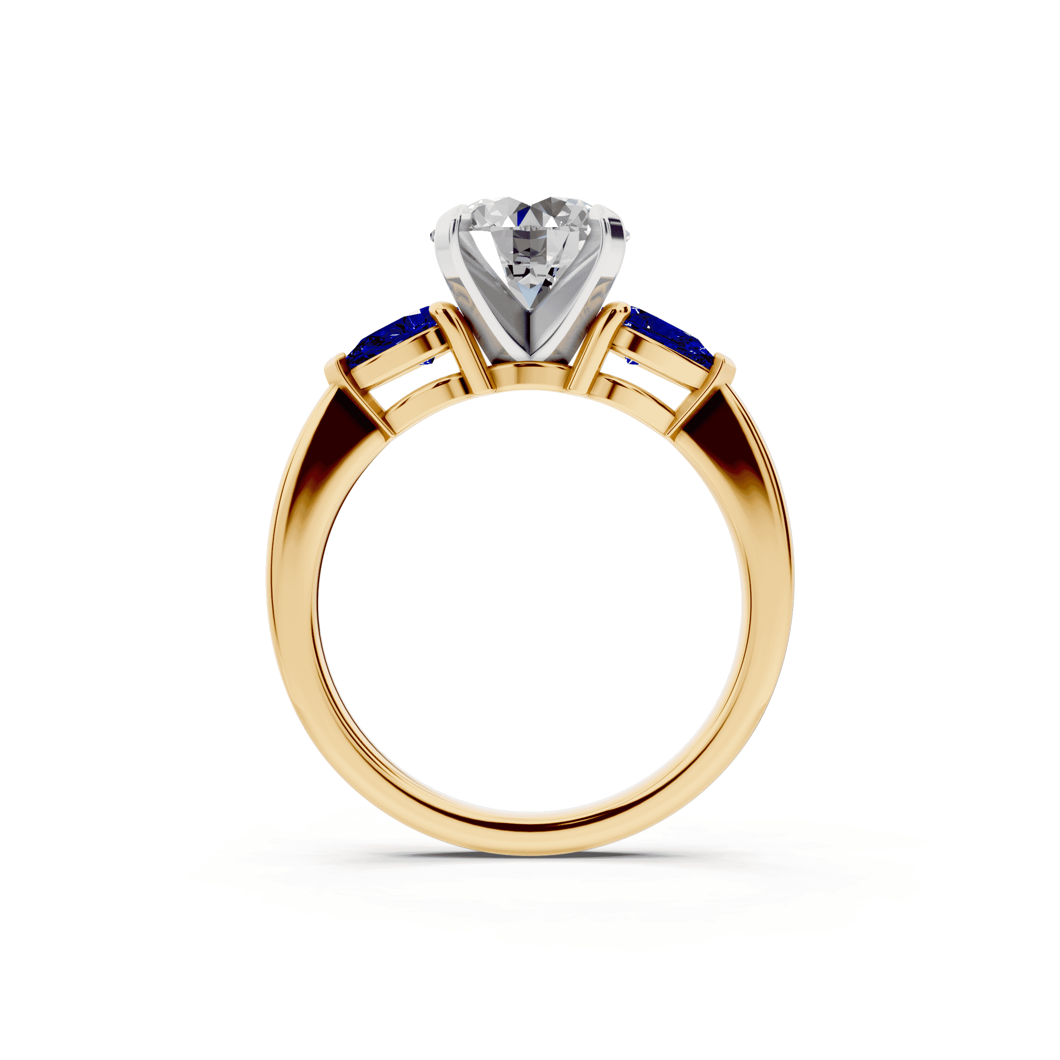 Madison Sapphire Three-Stone Two-Tone Pear Engagement Ring (0.50 ct. tw.)