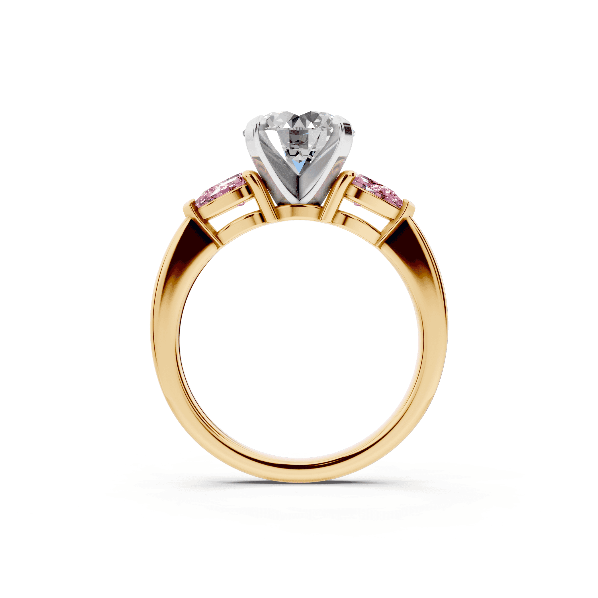 Madison Pink Sapphire Three-Stone Two-Tone Pear Engagement Ring (0.50 ct. tw.)