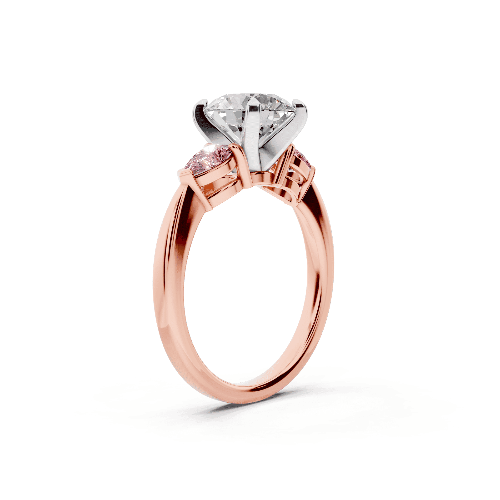 Madison Pink Sapphire Three-Stone Two-Tone Pear Engagement Ring (0.50 ct. tw.)
