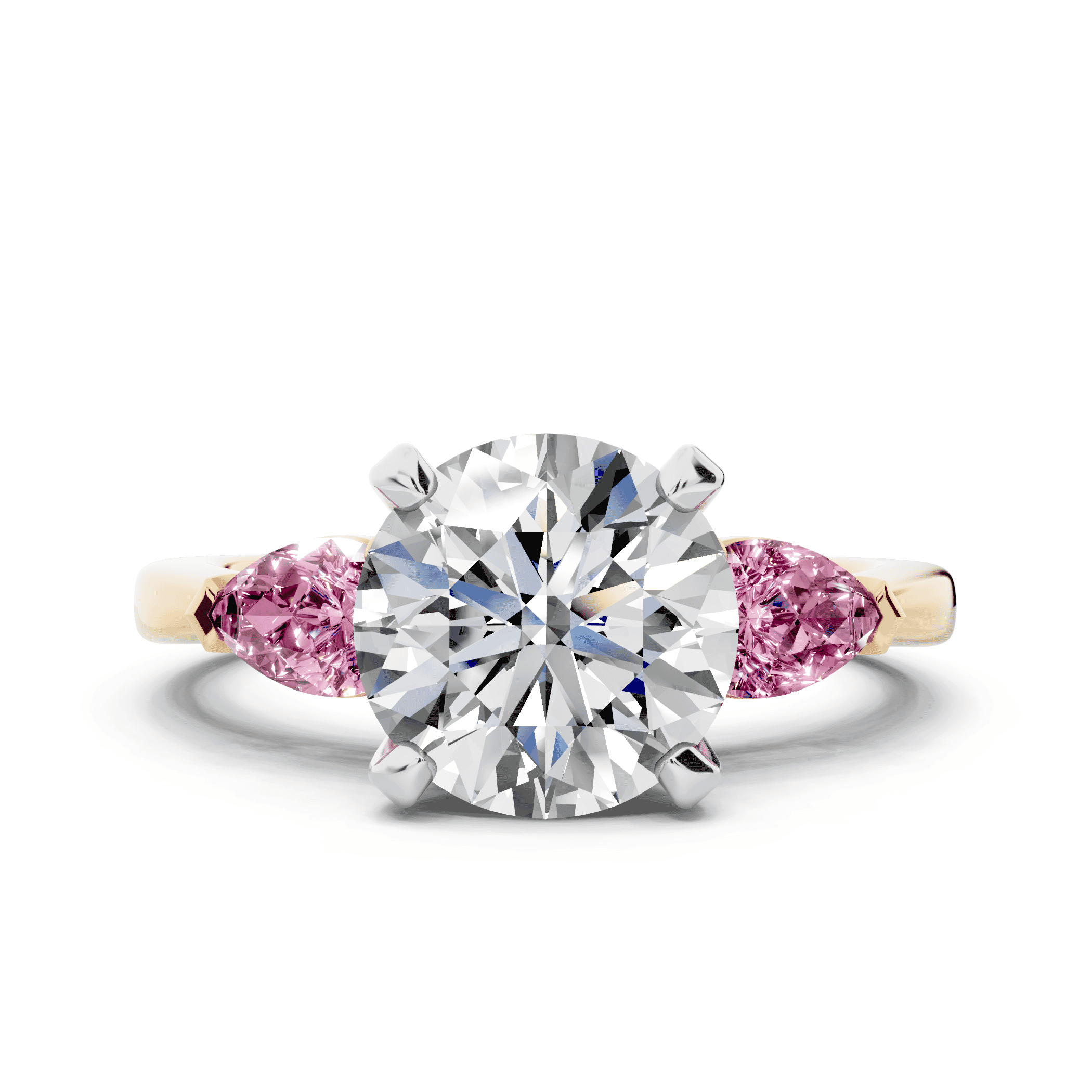 Madison Pink Sapphire Three-Stone Two-Tone Pear Engagement Ring (0.50 ct. tw.)