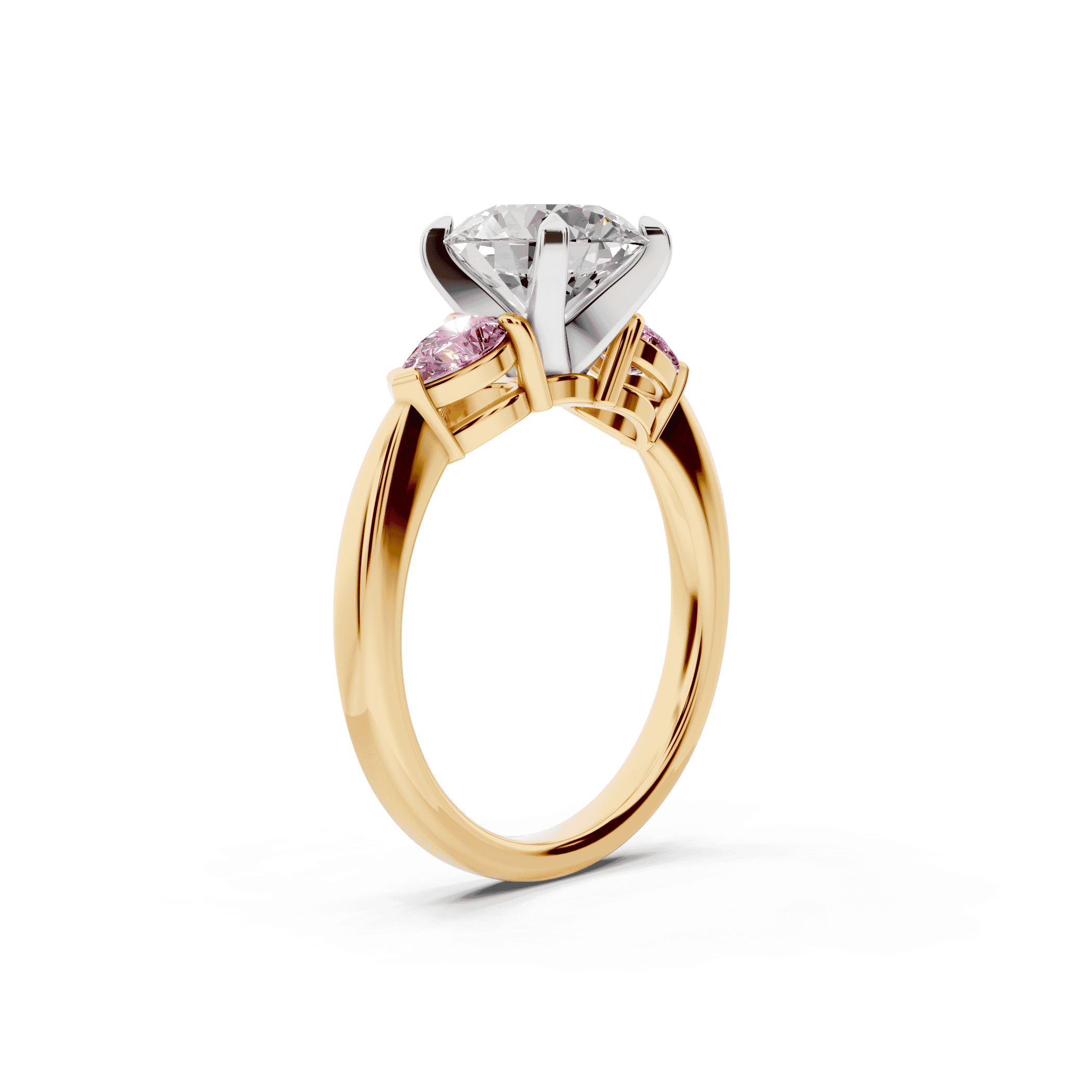 Madison Pink Sapphire Three-Stone Two-Tone Pear Engagement Ring (0.50 ct. tw.)