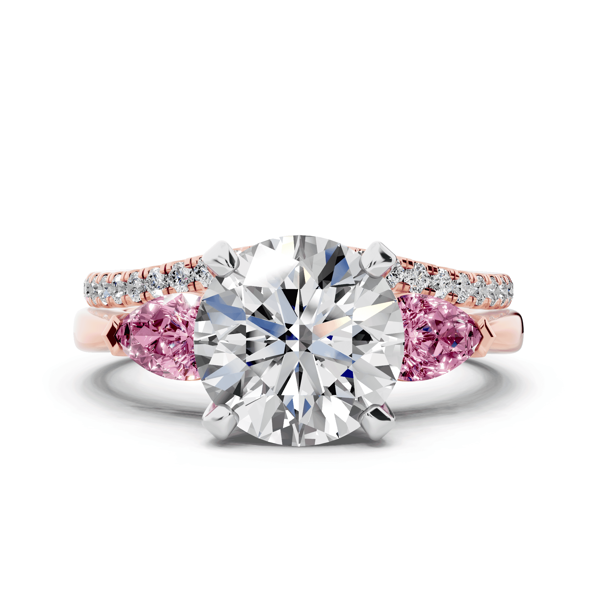 Madison Pink Sapphire Three-Stone Two-Tone Pear Engagement Ring (0.50 ct. tw.)