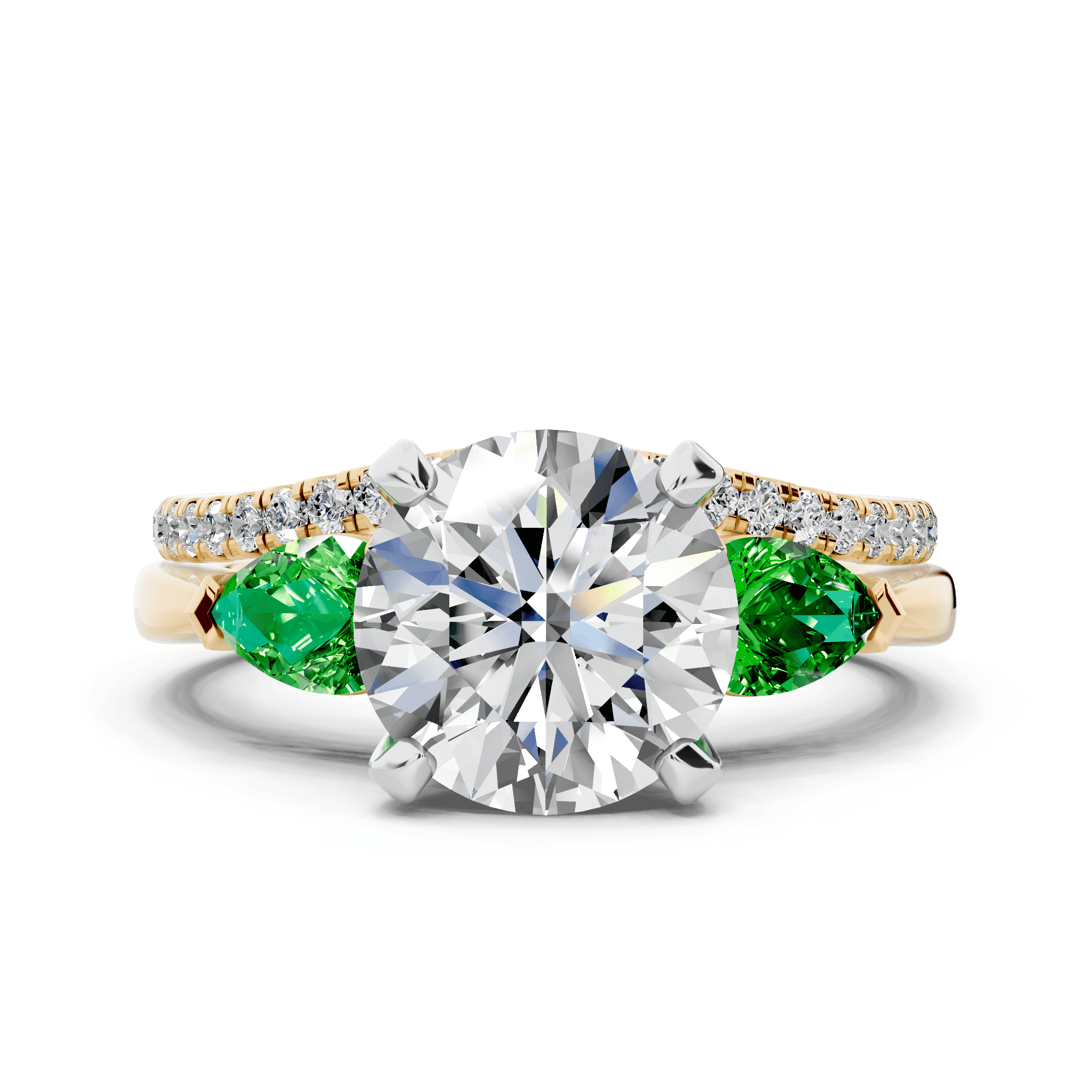 Madison Tsavorite Three-Stone Two-Tone Pear Engagement Ring (0.50 ct. tw.)