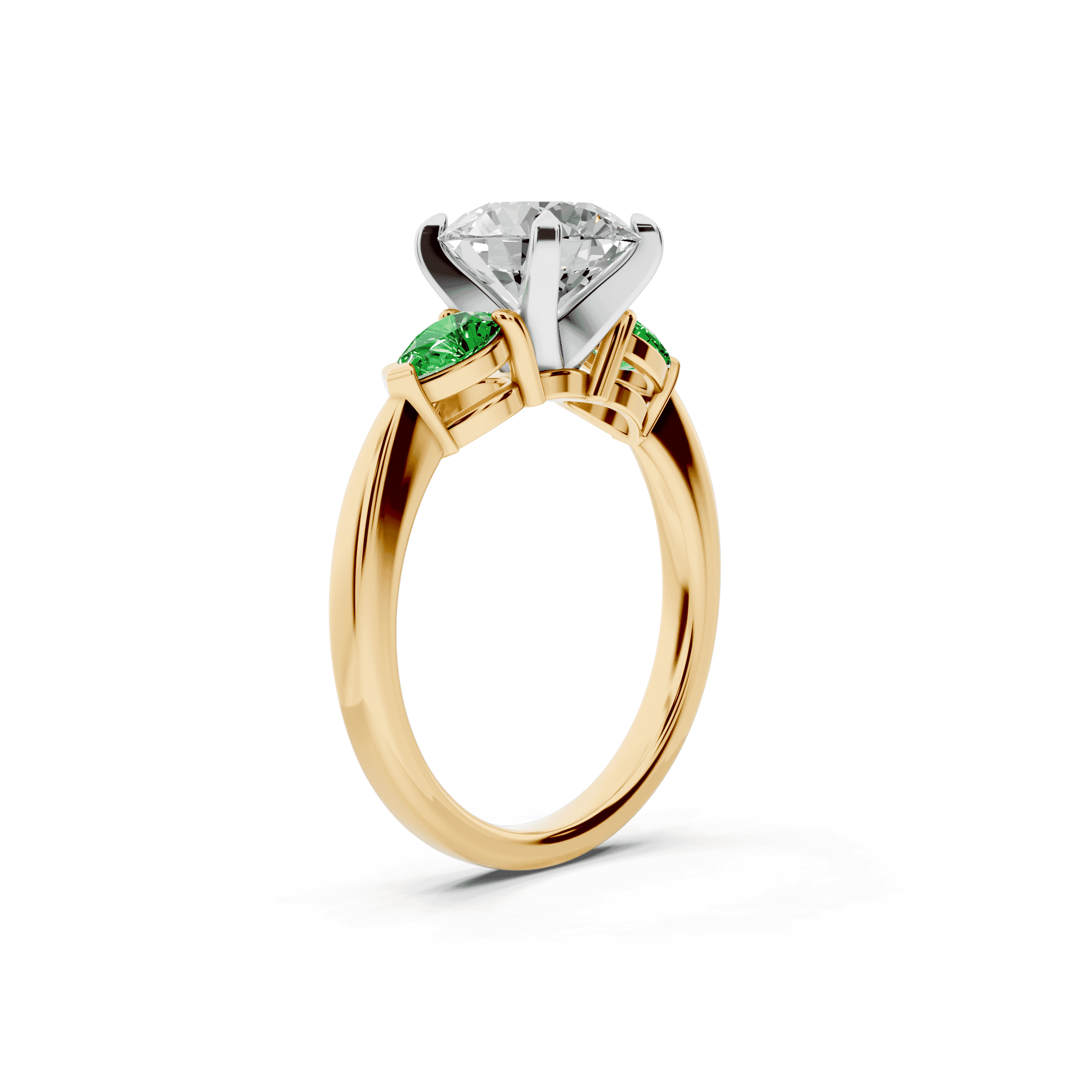 Madison Tsavorite Three-Stone Two-Tone Pear Engagement Ring (0.50 ct. tw.)