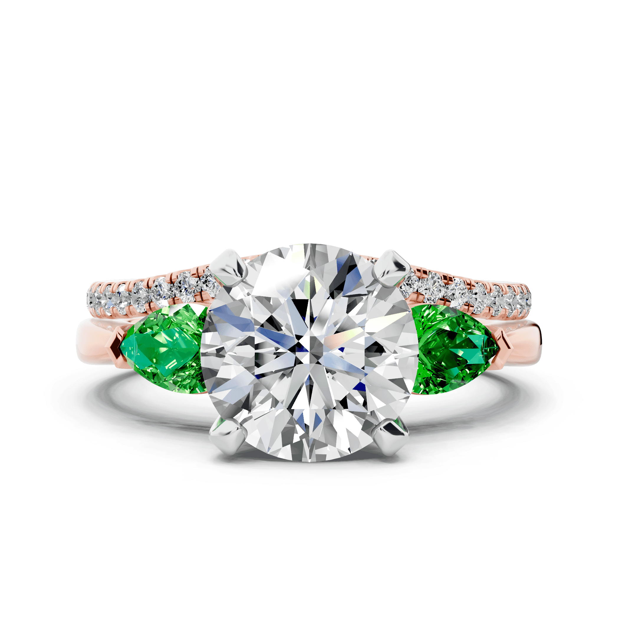 Madison Tsavorite Three-Stone Two-Tone Pear Engagement Ring (0.50 ct. tw.)