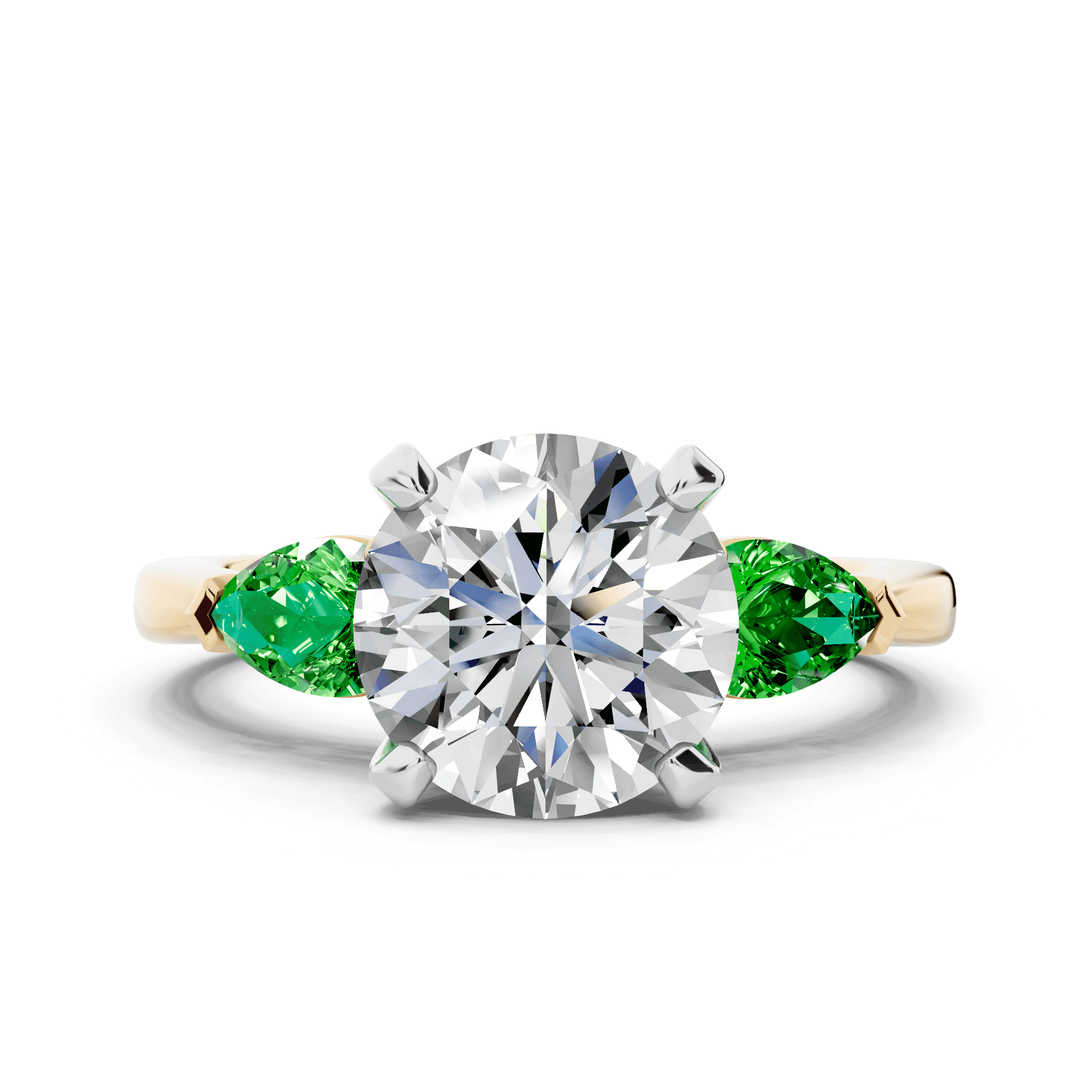 Madison Tsavorite Three-Stone Two-Tone Pear Engagement Ring (0.50 ct. tw.)