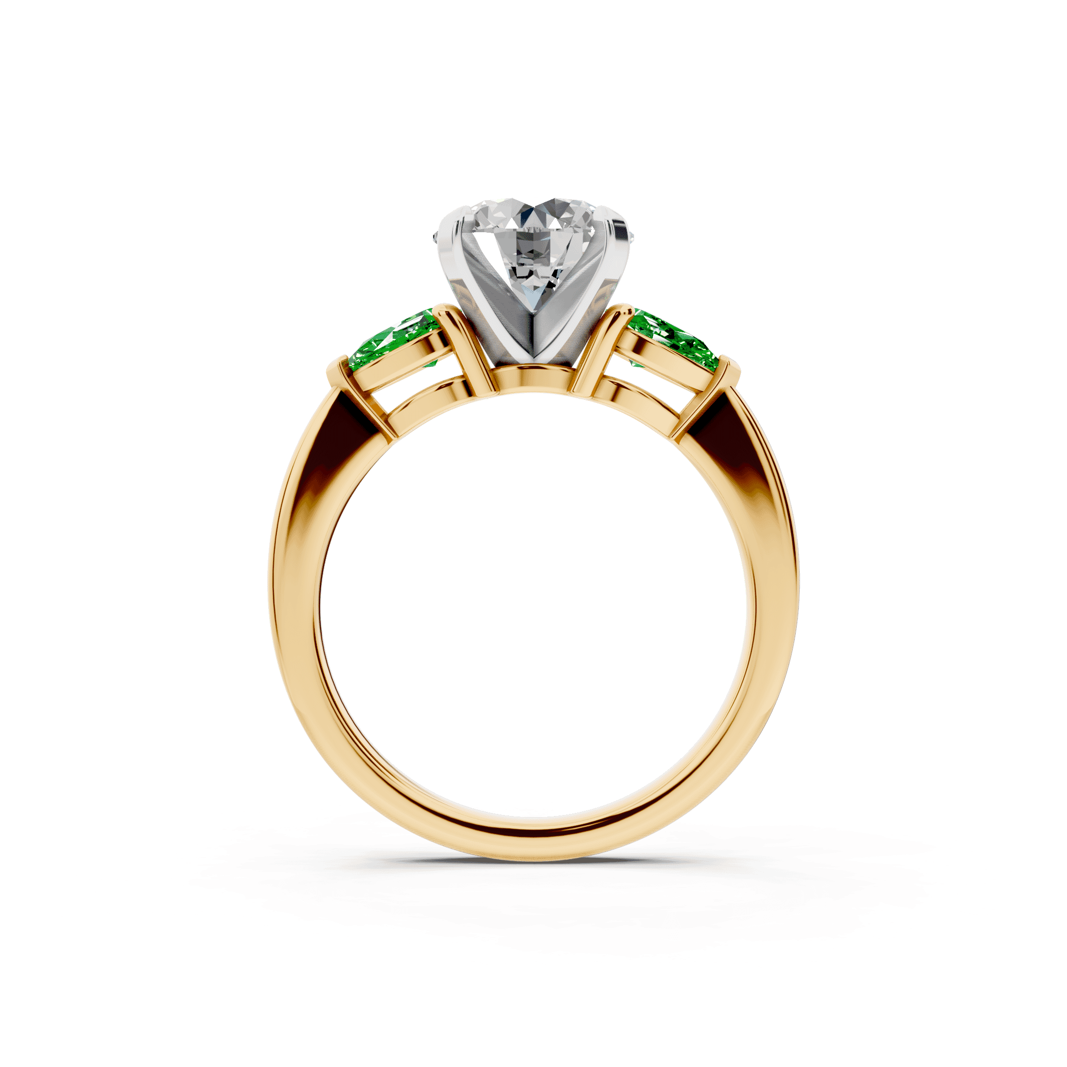 Madison Tsavorite Three-Stone Two-Tone Pear Engagement Ring (0.50 ct. tw.)