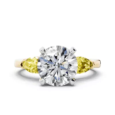 Madison Yellow Sapphire Three-Stone Two-Tone Pear Engagement Ring (0.50 ct. tw.)