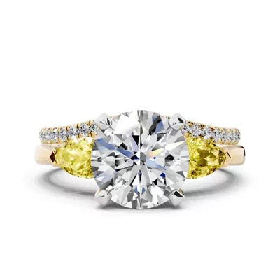 Madison Yellow Sapphire Three-Stone Two-Tone Pear Engagement Ring (0.50 ct. tw.)