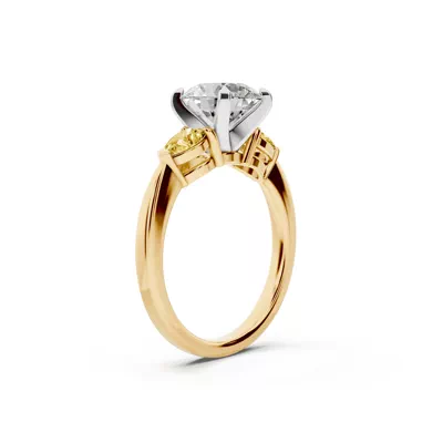 Madison Yellow Sapphire Three-Stone Two-Tone Pear Engagement Ring (0.50 ct. tw.)