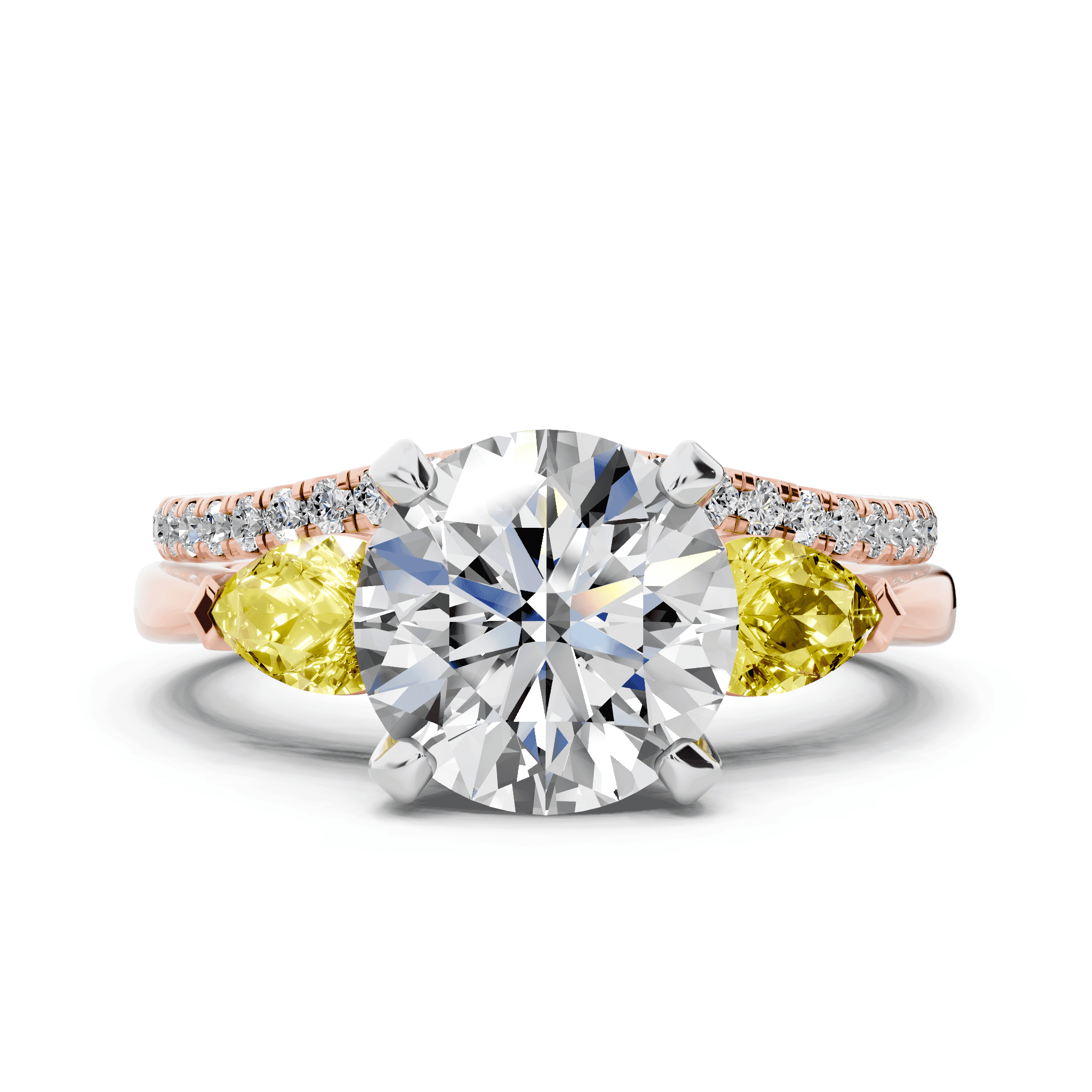 Madison Yellow Sapphire Three-Stone Two-Tone Pear Engagement Ring (0.50 ct. tw.)