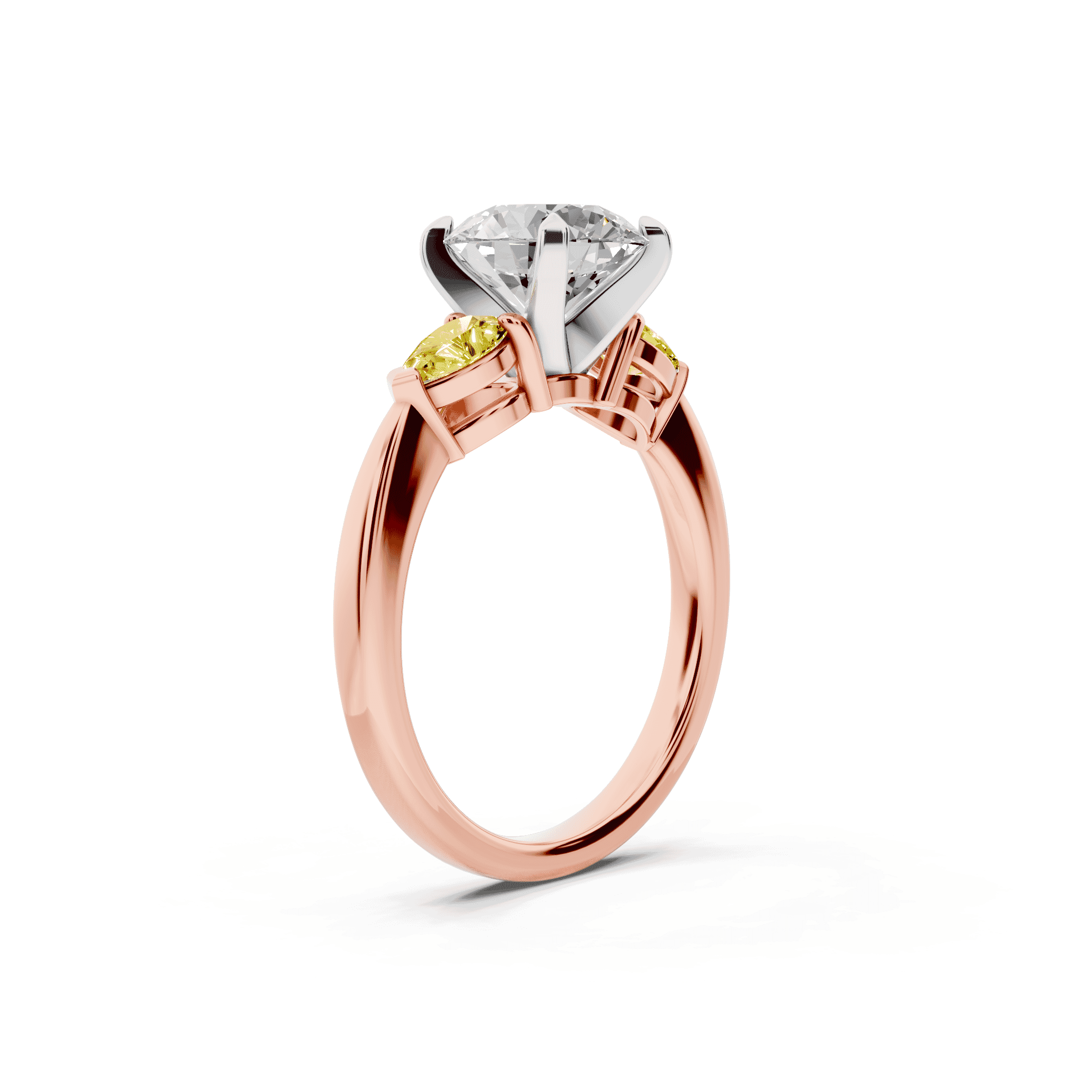 Madison Yellow Sapphire Three-Stone Two-Tone Pear Engagement Ring (0.50 ct. tw.)