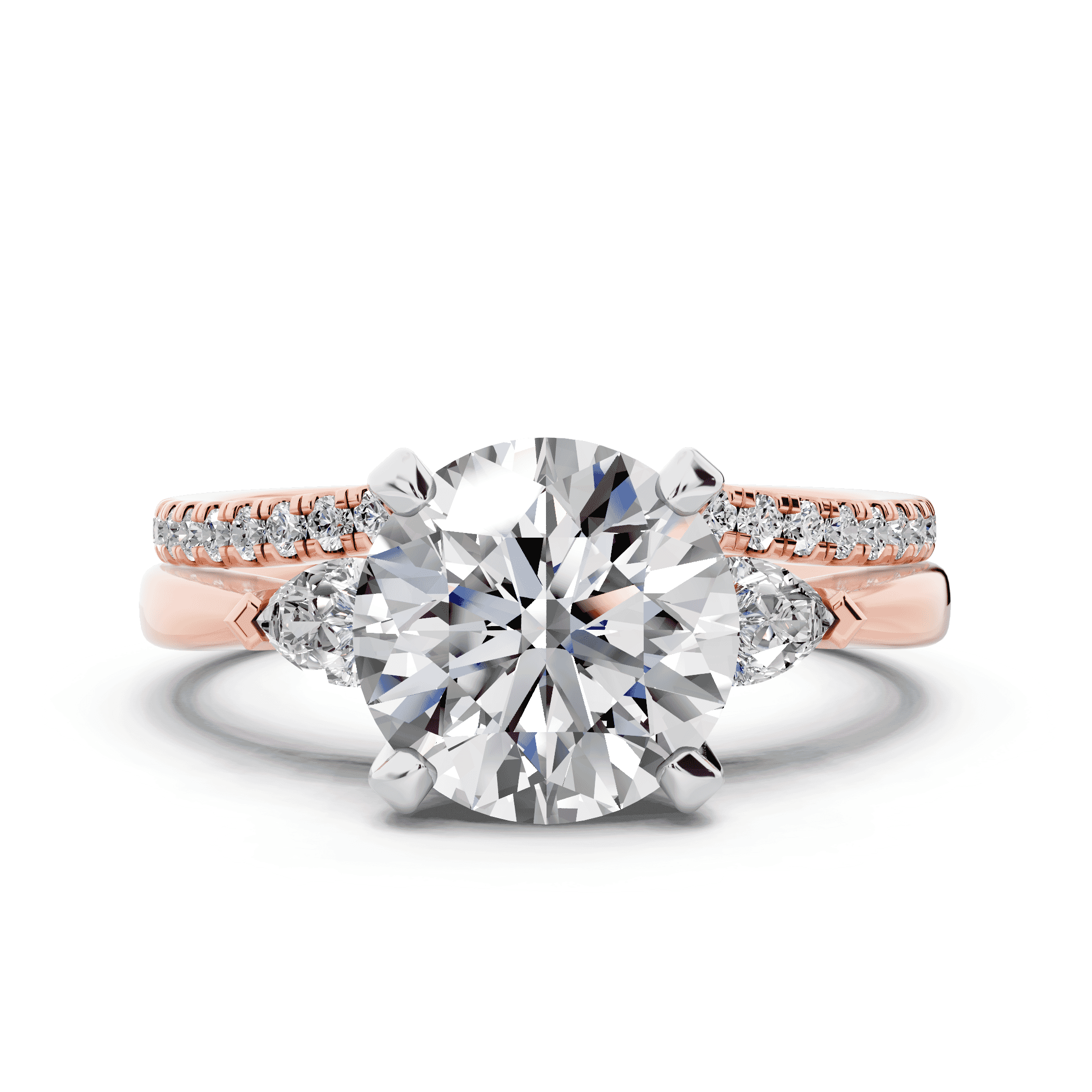 Madison Three-Stone Two-Tone Pear Engagement Ring (.25 ct. tw.)