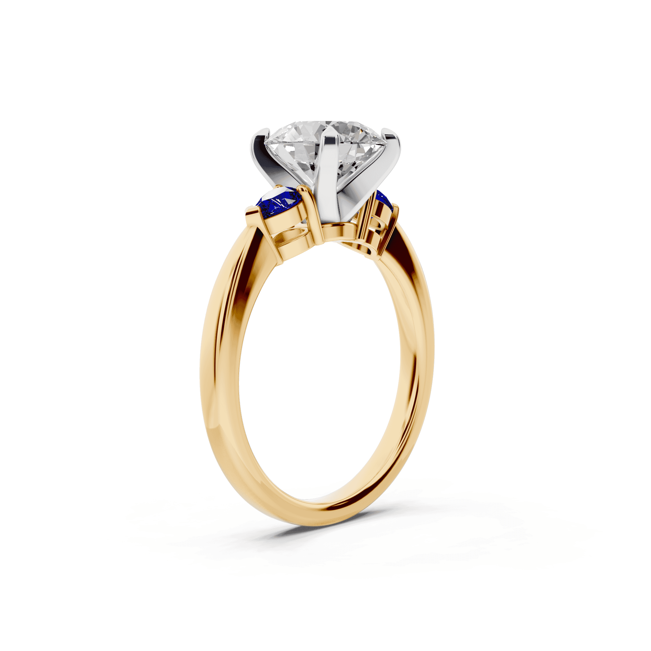 Madison Sapphire Three-Stone Two-Tone Pear Engagement Ring (0.25 ct. tw.)