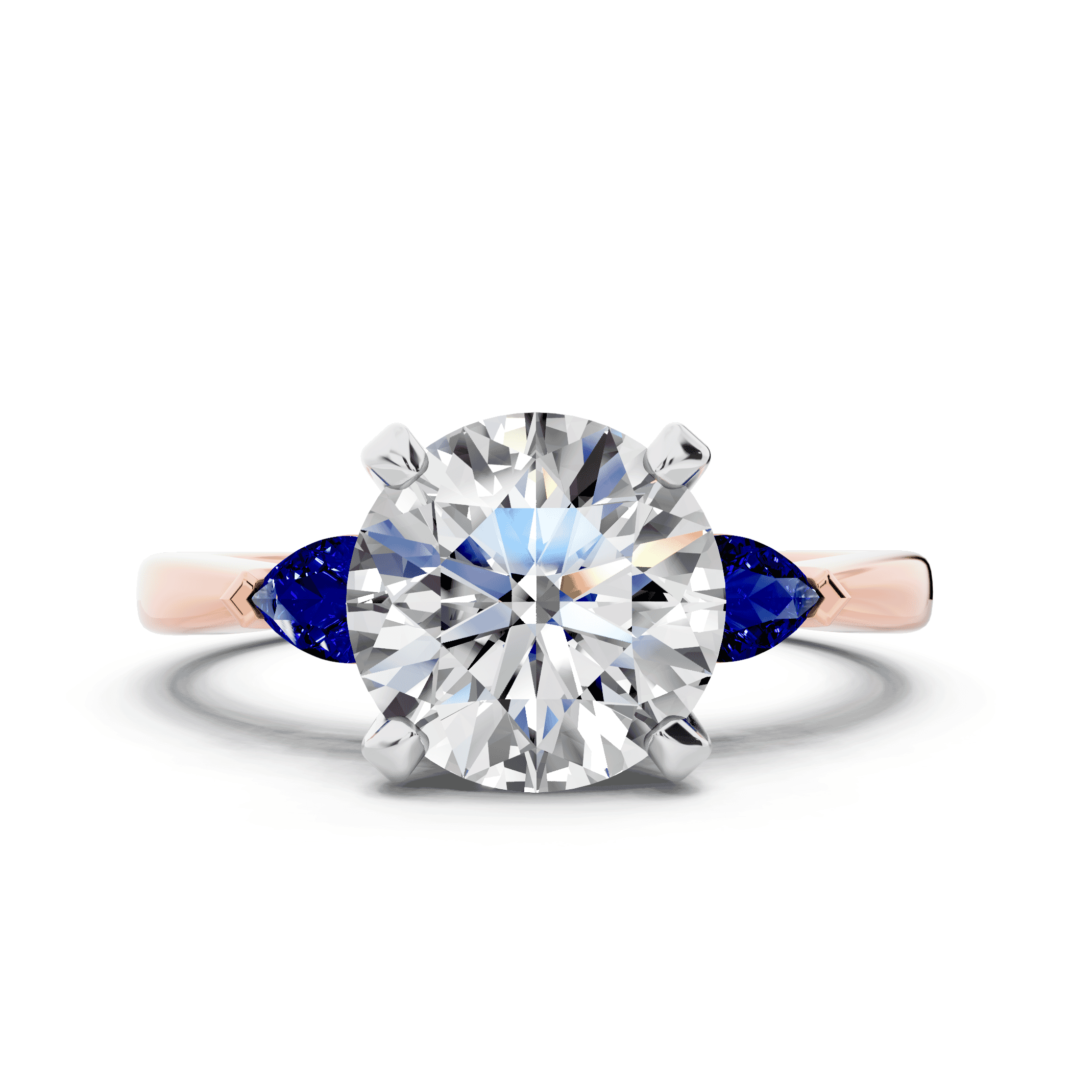 Madison Sapphire Three-Stone Two-Tone Pear Engagement Ring (0.25 ct. tw.)