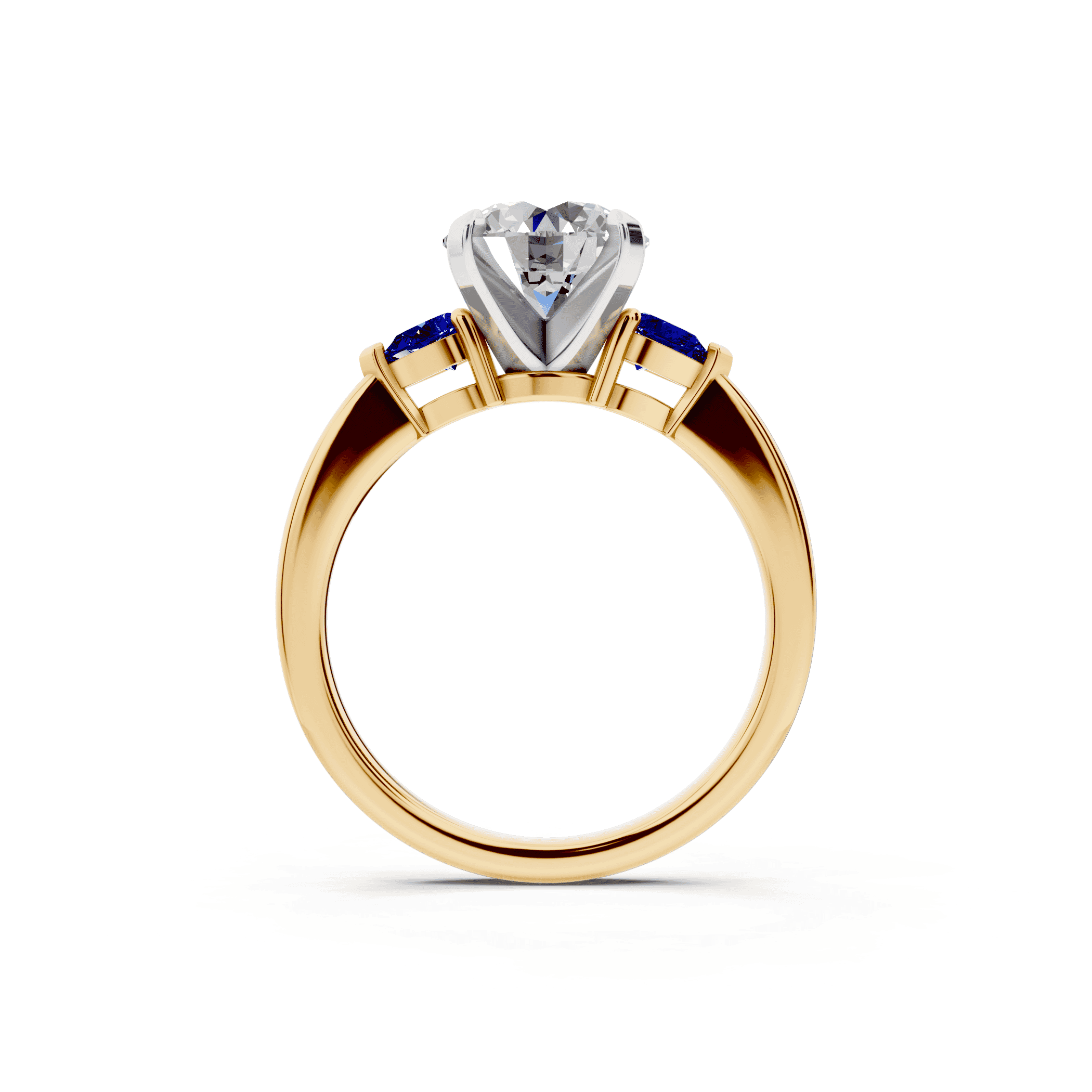 Madison Sapphire Three-Stone Two-Tone Pear Engagement Ring (0.25 ct. tw.)