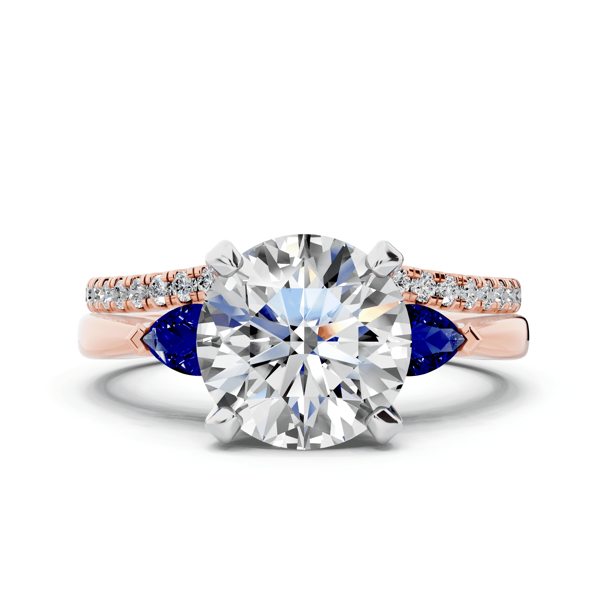 Madison Sapphire Three-Stone Two-Tone Pear Engagement Ring (0.25 ct. tw.)