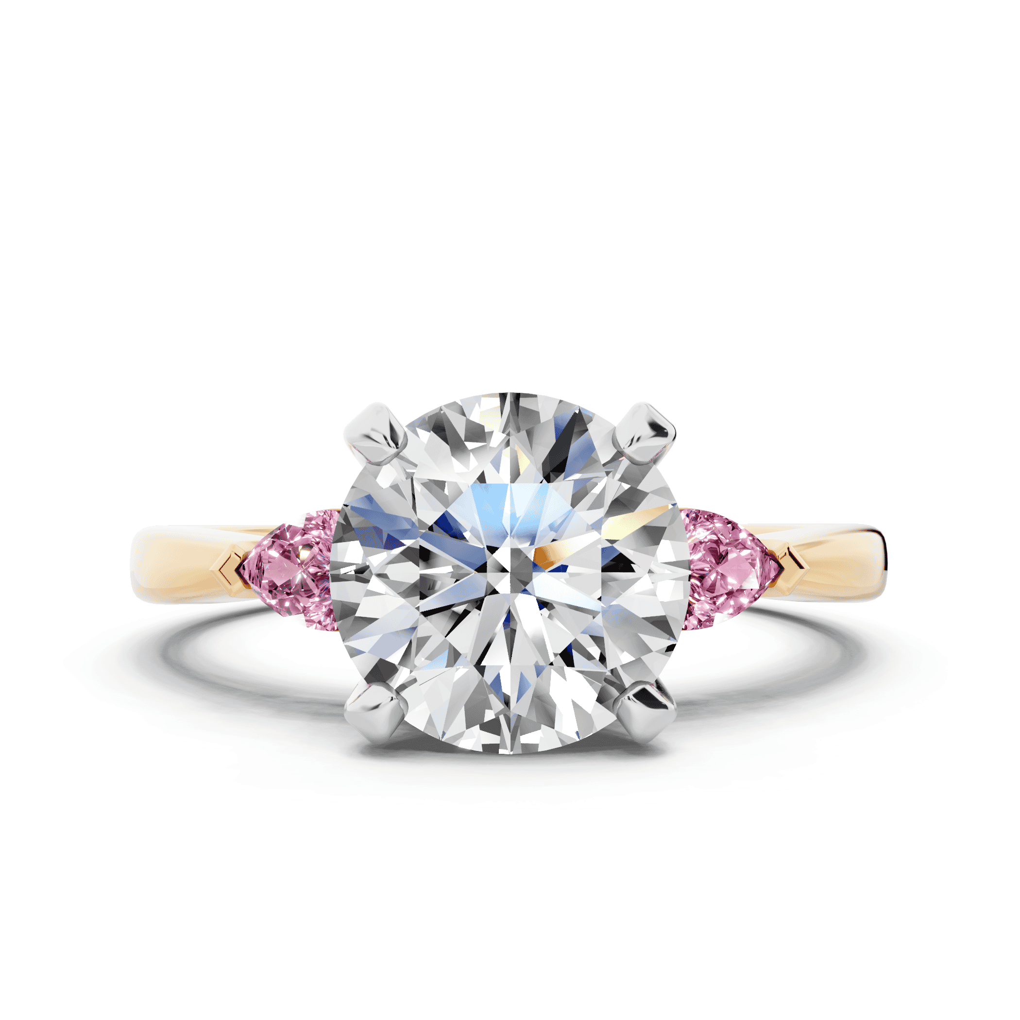 Madison Pink Sapphire Three-Stone Two-Tone Pear Engagement Ring (0.25 ct. tw.)