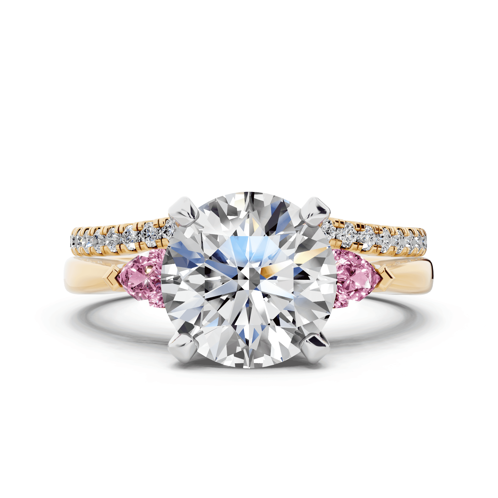 Madison Pink Sapphire Three-Stone Two-Tone Pear Engagement Ring (0.25 ct. tw.)