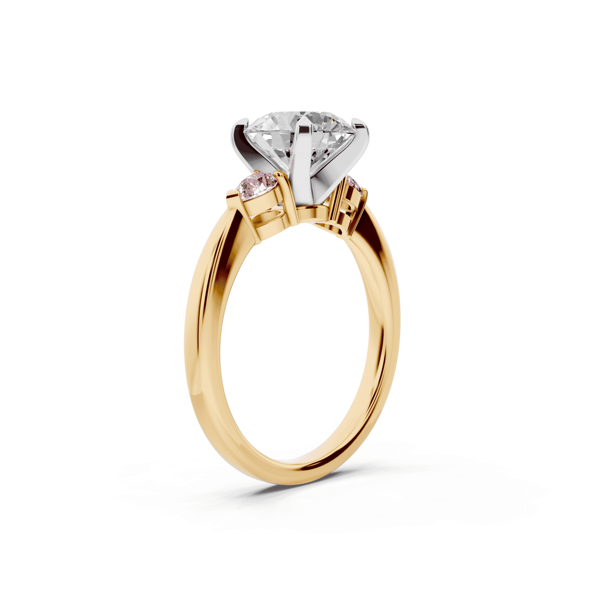 Madison Pink Sapphire Three-Stone Two-Tone Pear Engagement Ring (0.25 ct. tw.)
