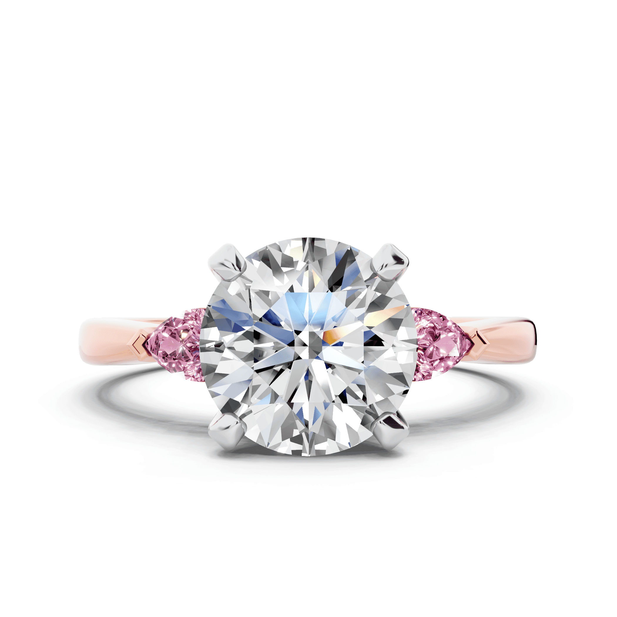 Madison Pink Sapphire Three-Stone Two-Tone Pear Engagement Ring (0.25 ct. tw.)