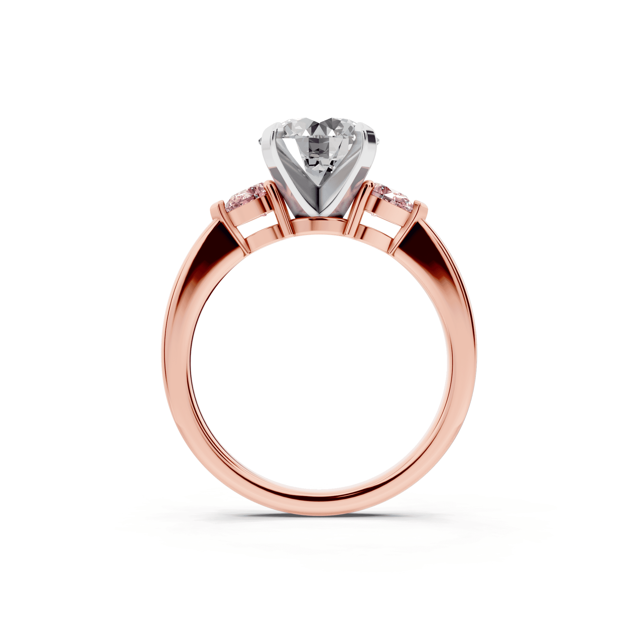 Madison Pink Sapphire Three-Stone Two-Tone Pear Engagement Ring (0.25 ct. tw.)