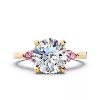 Madison Pink Sapphire Three-Stone Pear Engagement Ring (0.25 ct. tw.)