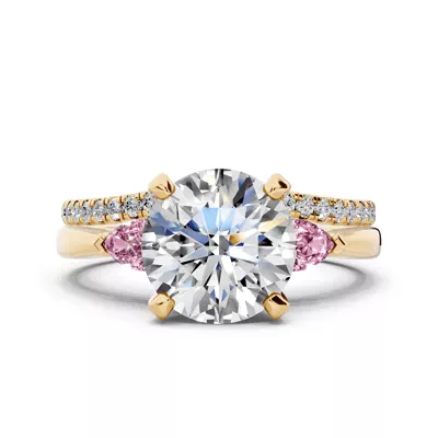 Madison Pink Sapphire Three-Stone Pear Engagement Ring (0.25 ct. tw.)