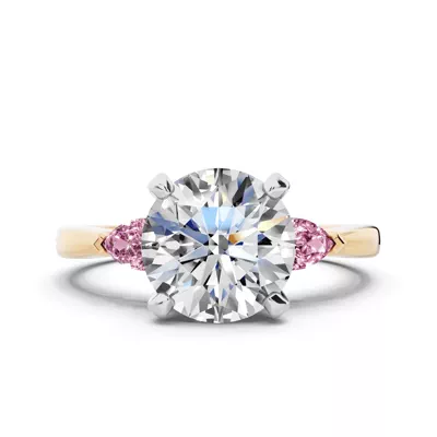 Madison Pink Sapphire Three-Stone Two-Tone Pear Engagement Ring (0.25 ct. tw.)