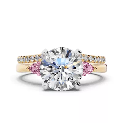 Madison Pink Sapphire Three-Stone Two-Tone Pear Engagement Ring (0.25 ct. tw.)