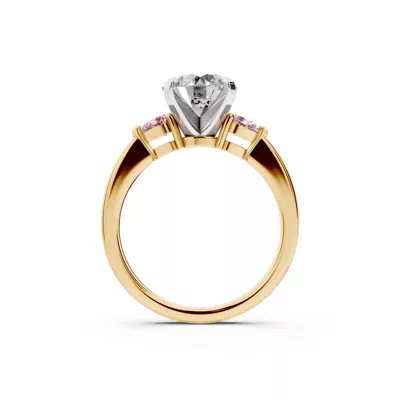 Madison Pink Sapphire Three-Stone Two-Tone Pear Engagement Ring (0.25 ct. tw.)